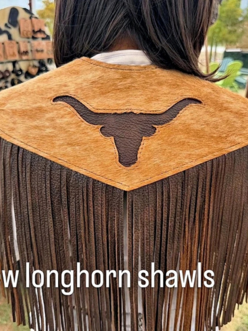 Longhorn Fringe Cowhide And Leather Shawl